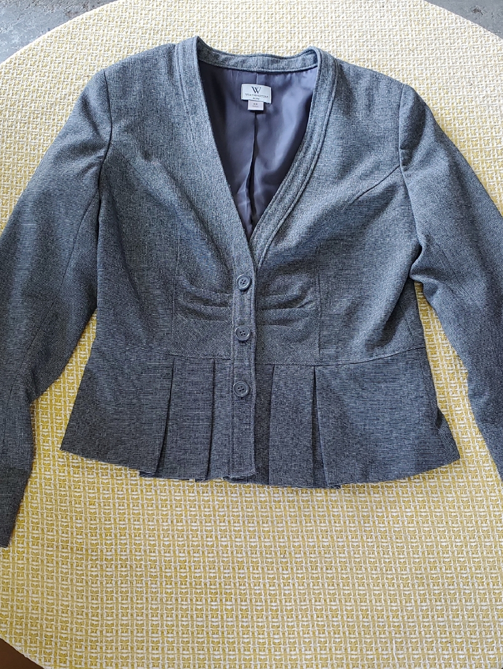Worthington Gray Pleated Peplum Blazer
